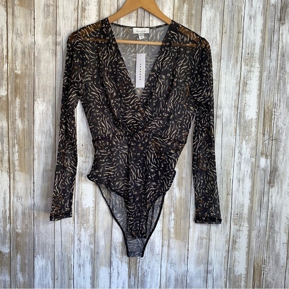 Topshop Tops - NWT Topshop Animal Print Mesh Bodysuit